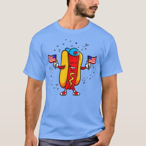 Hot Dog 4th Of July Cool USA Merica T_Shirt