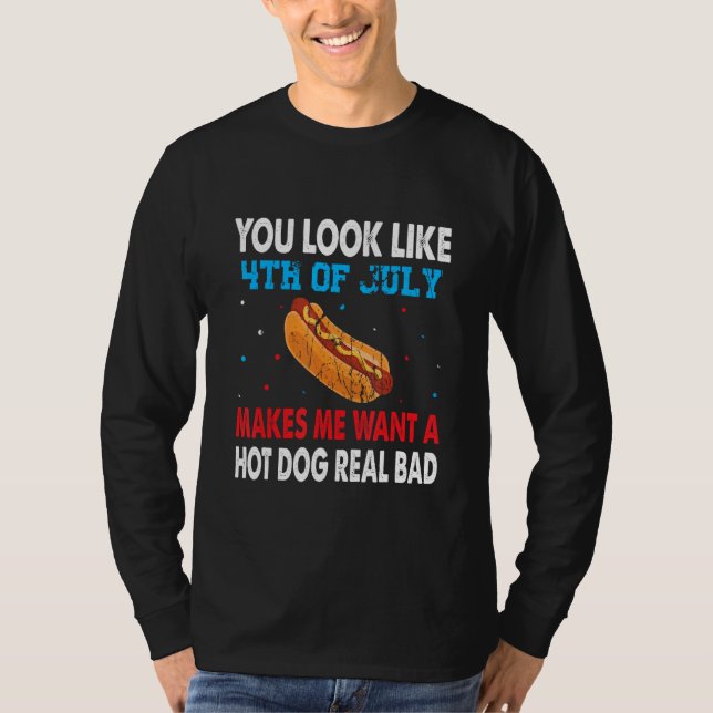 Hot Dog 4th of July Matching Family USA  Patriotic T-Shirt (Front)