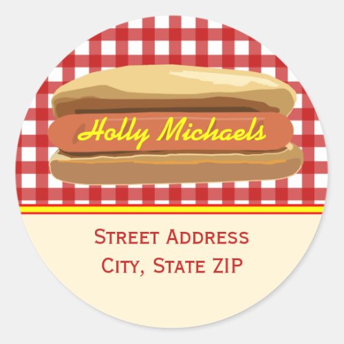 Hot Dog Address Label Sticker