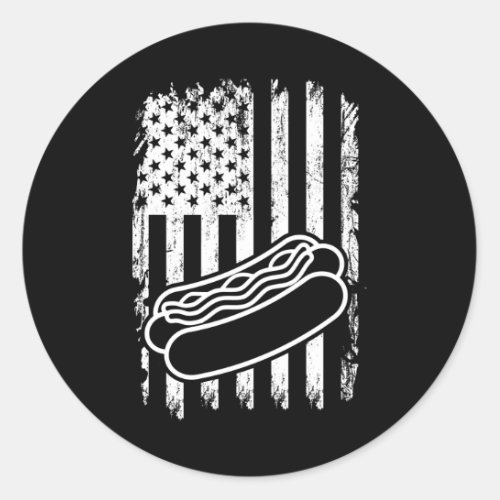 HOT DOG America US Flag Hot Dog Eating Contest Hot Classic Round Sticker