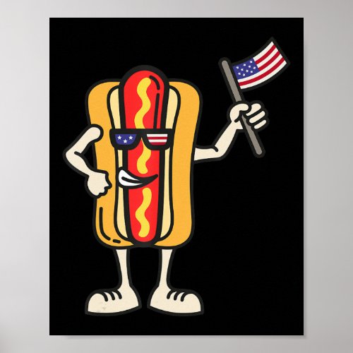 Hot Dog American Flag July 4th Patriotic BBQ Cooko Poster
