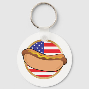 Hot Dog American Flag Keychain