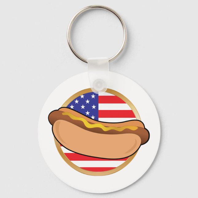 Hot Dog American Flag Keychain (Front)