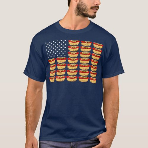 Hot Dog American Flag Patriotic Premium  T_Shirt