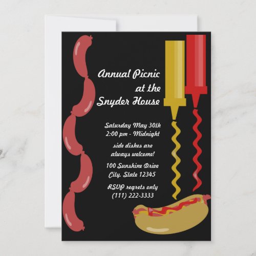 Hot Dog and Condiments Invitation