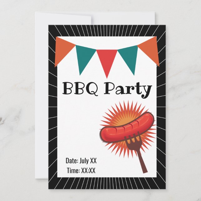 Hot Dog Backyard BBQ Barbecue Party Invitation (Front)