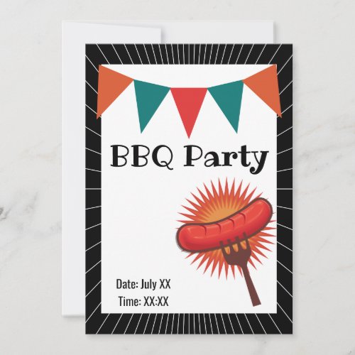 Hot Dog Backyard BBQ Barbecue Party Invitation