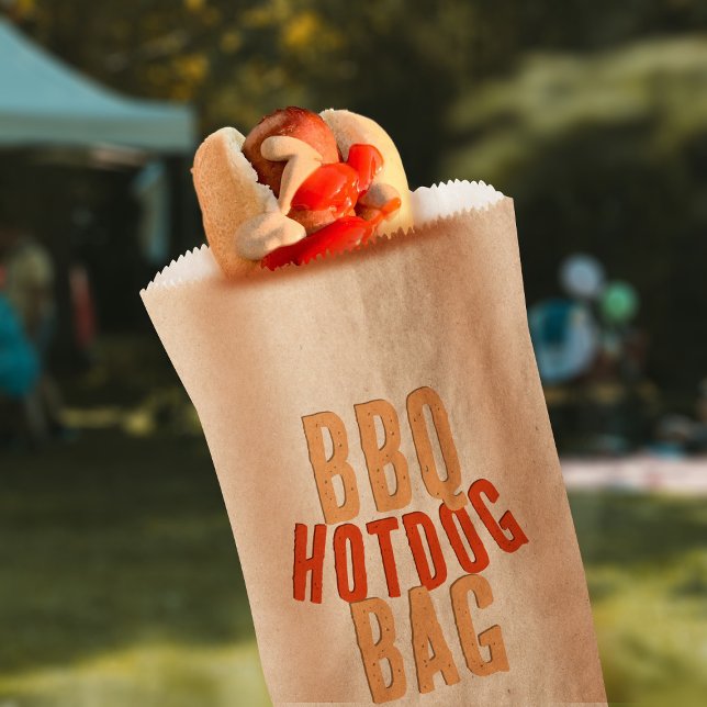 Hot Dog BBQ Food Paper Bag (Perfect brown paper bags for your hot dog party)