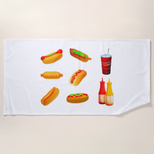 Hot dog beach towel. beach towel