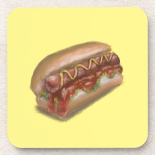 Hot Dog Beverage Coaster