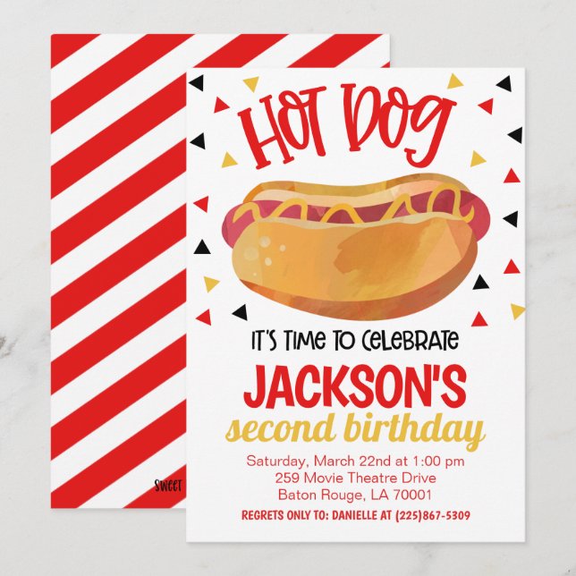 Hot Dog Birthday Party Invite (Front/Back)