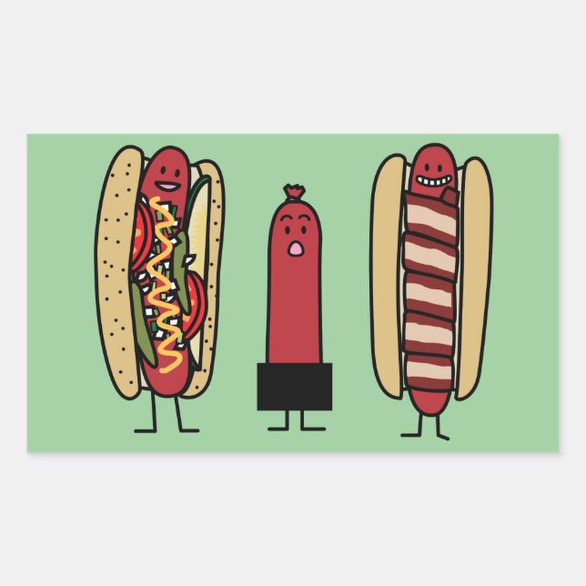 Hot dog bros. Chicago style Bacon wrapped wiener Rectangular Sticker (Front)