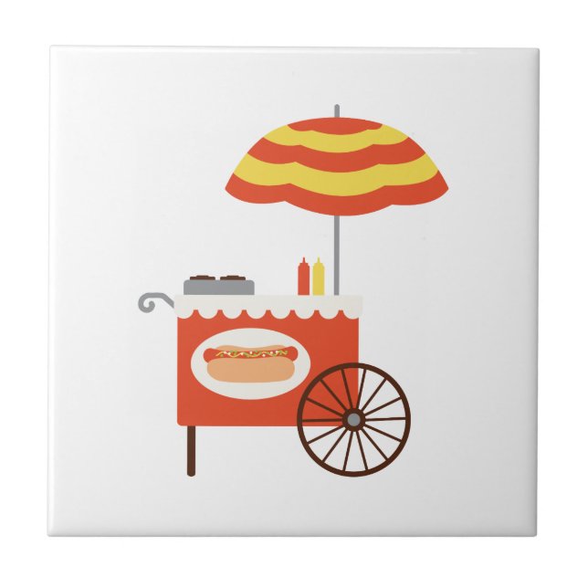 Hot Dog Cart Ceramic Tile (Front)