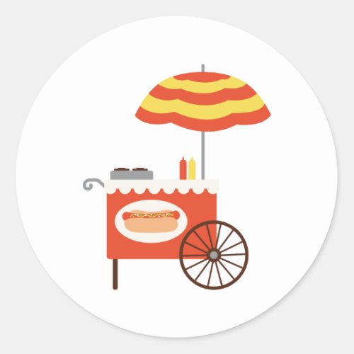 Hot Dog Cart Classic Round Sticker
