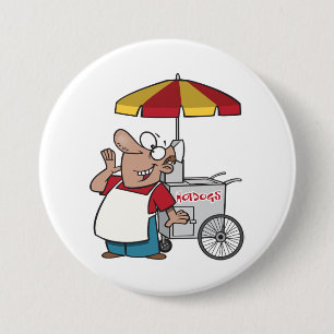Hot Dog Cart Vendor Street Food Seller Button