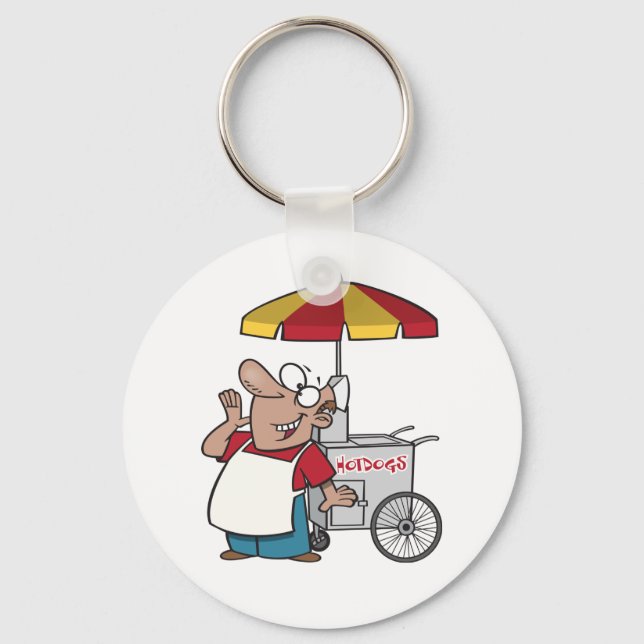 Hot Dog Cart Vendor Street Food Seller Keychain (Front)