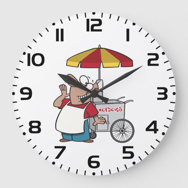 Hot Dog Cart Vendor Street Food Seller Large Clock (Front)
