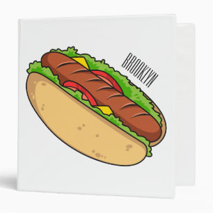 Hot dog cartoon illustration 3 ring binder