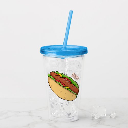 Hot dog cartoon illustration  acrylic tumbler