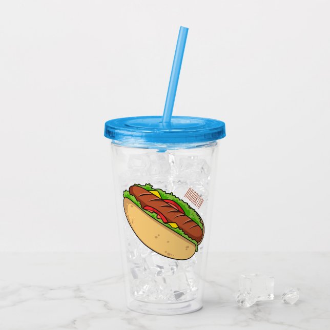 Hot dog cartoon illustration  acrylic tumbler (Back Ice)