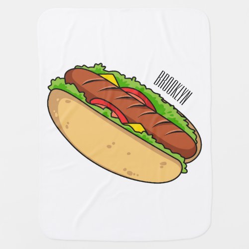 Hot dog cartoon illustration baby blanket