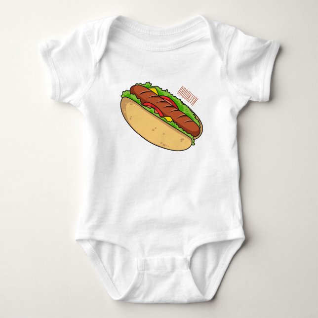 Hot dog cartoon illustration  baby bodysuit (Front)