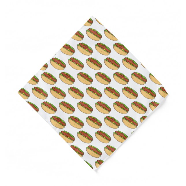 Hot dog cartoon illustration bandana (Front)