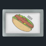 Hot dog cartoon illustration  belt buckle<br><div class="desc">Hot dog cartoon illustration</div>