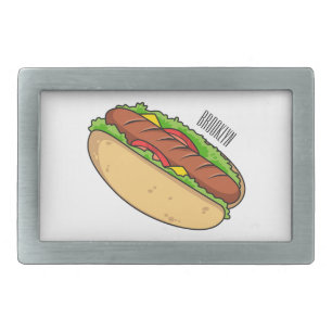 Hot dog cartoon illustration belt buckle