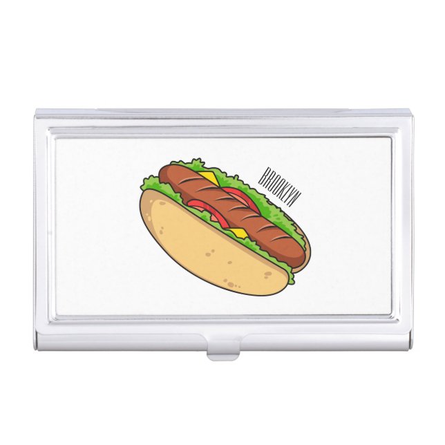 Hot dog cartoon illustration business card case (Front)