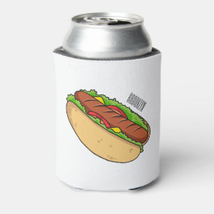 Hot dog cartoon illustration can cooler