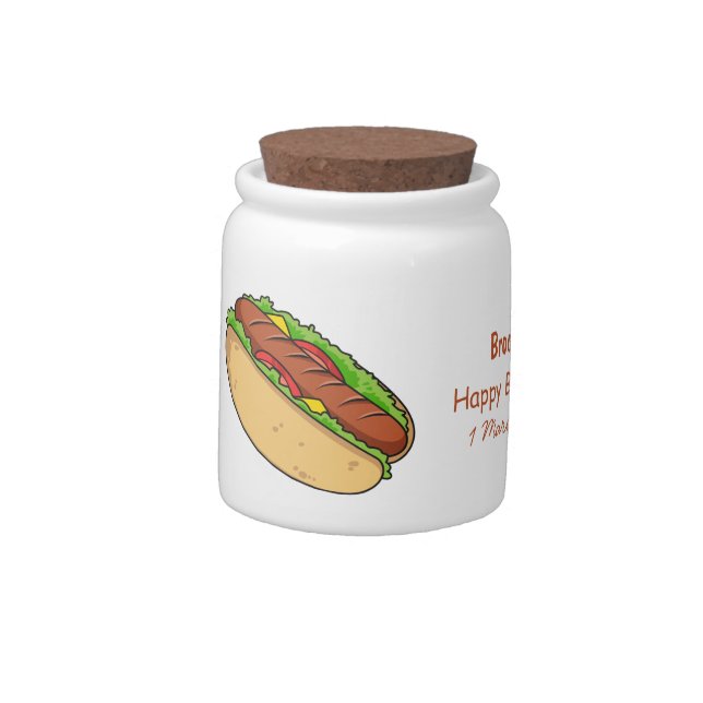 Hot dog cartoon illustration  candy jar (Left)