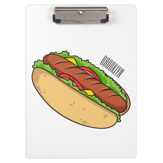 Hot dog cartoon illustration clipboard (Front)