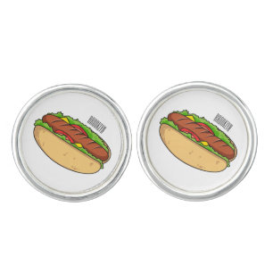 Hot dog cartoon illustration cufflinks