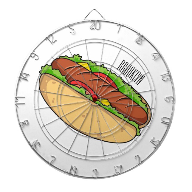 Hot dog cartoon illustration  dart board (Front)