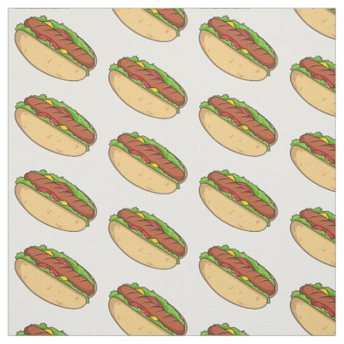 Hot dog cartoon illustration fabric