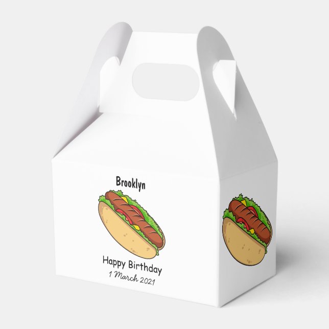 Hot dog cartoon illustration favor boxes (Front Side)