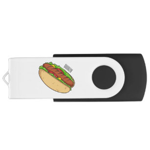 Hot dog cartoon illustration flash drive