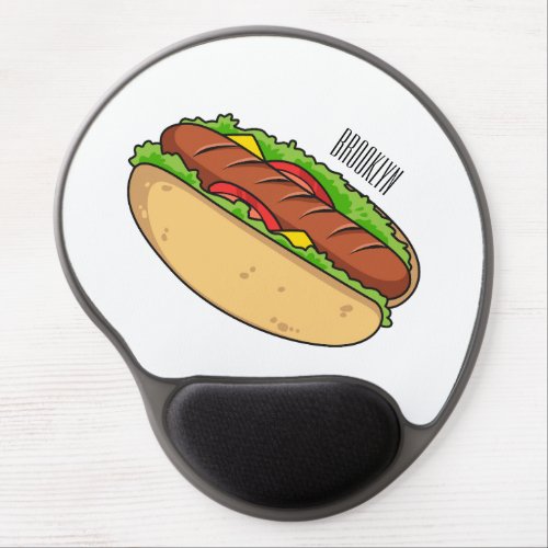Hot dog cartoon illustration gel mouse pad