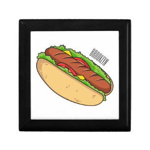 Hot dog cartoon illustration gift box