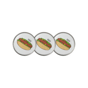 Hot dog cartoon illustration golf ball marker