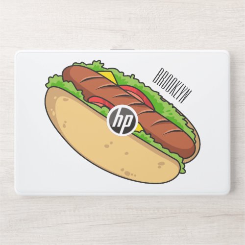 Hot dog cartoon illustration HP laptop skin