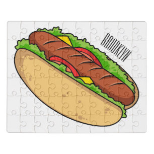 Hot dog cartoon illustration jigsaw puzzle