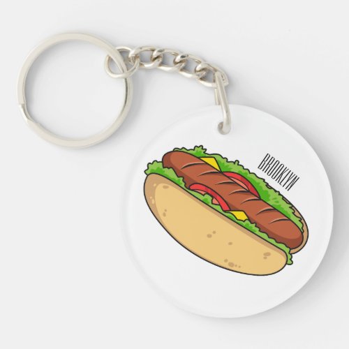 Hot dog cartoon illustration  keychain