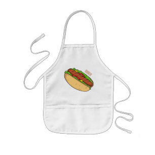 Hot dog cartoon illustration kids' apron