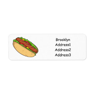 Hot dog cartoon illustration label