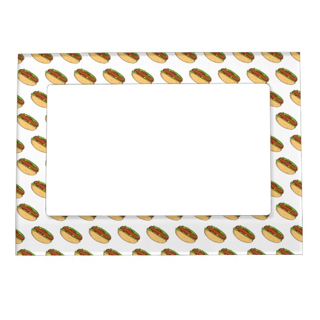 Hot dog cartoon illustration magnetic frame (Front)