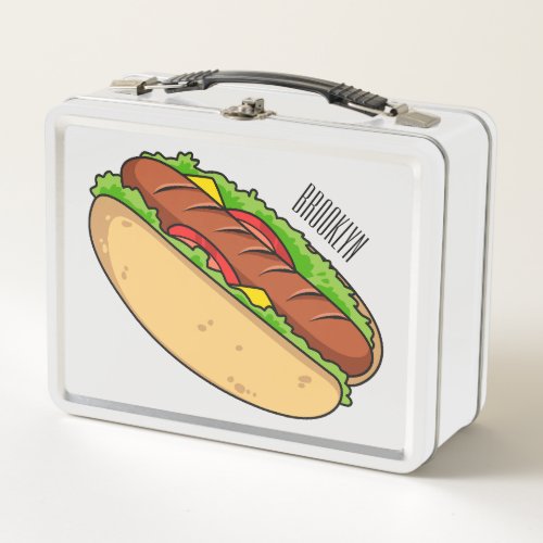 Hot dog cartoon illustration  metal lunch box