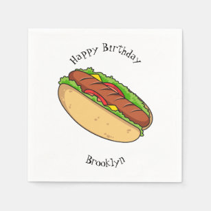 Hot dog cartoon illustration  napkins