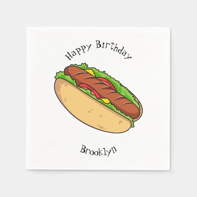Hot dog cartoon illustration  napkins (Front)